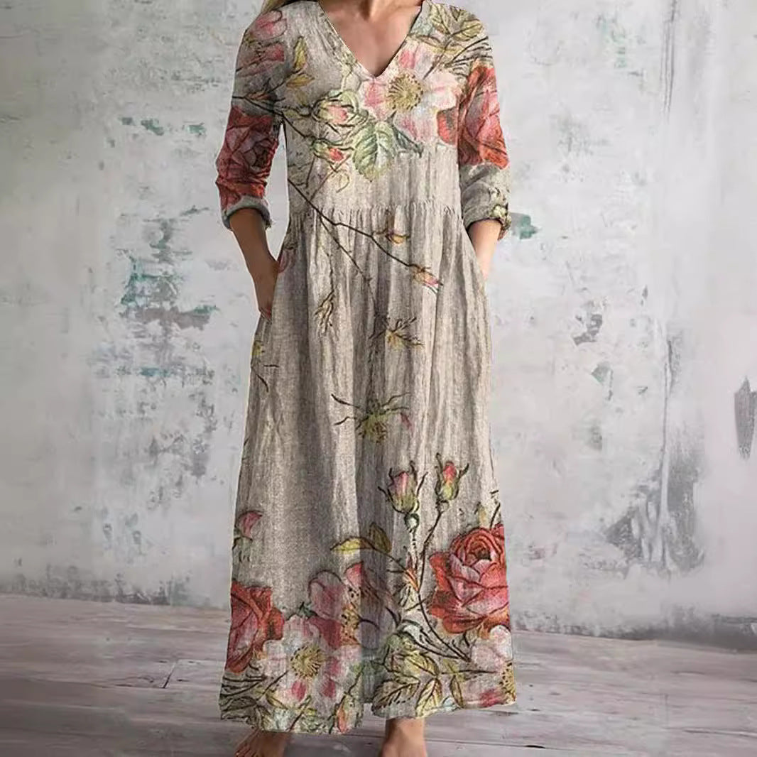 Floral V-Neck Maxi Dress - Rosalie