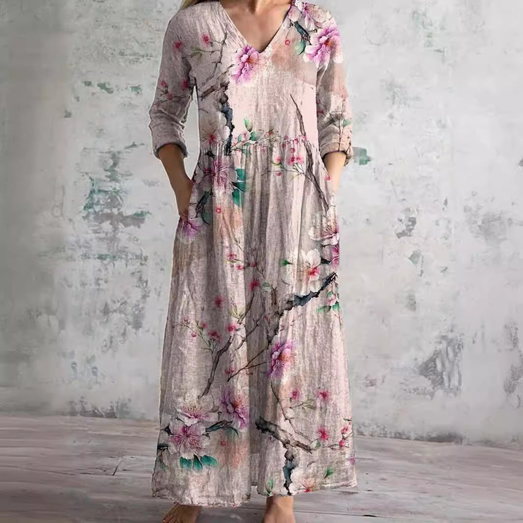 Floral V-Neck Maxi Dress - Rosalie