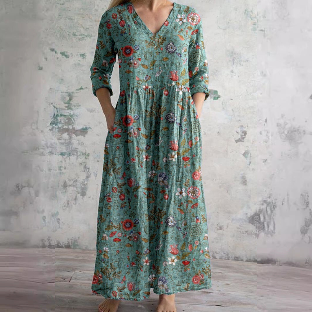 Floral V-Neck Maxi Dress - Rosalie