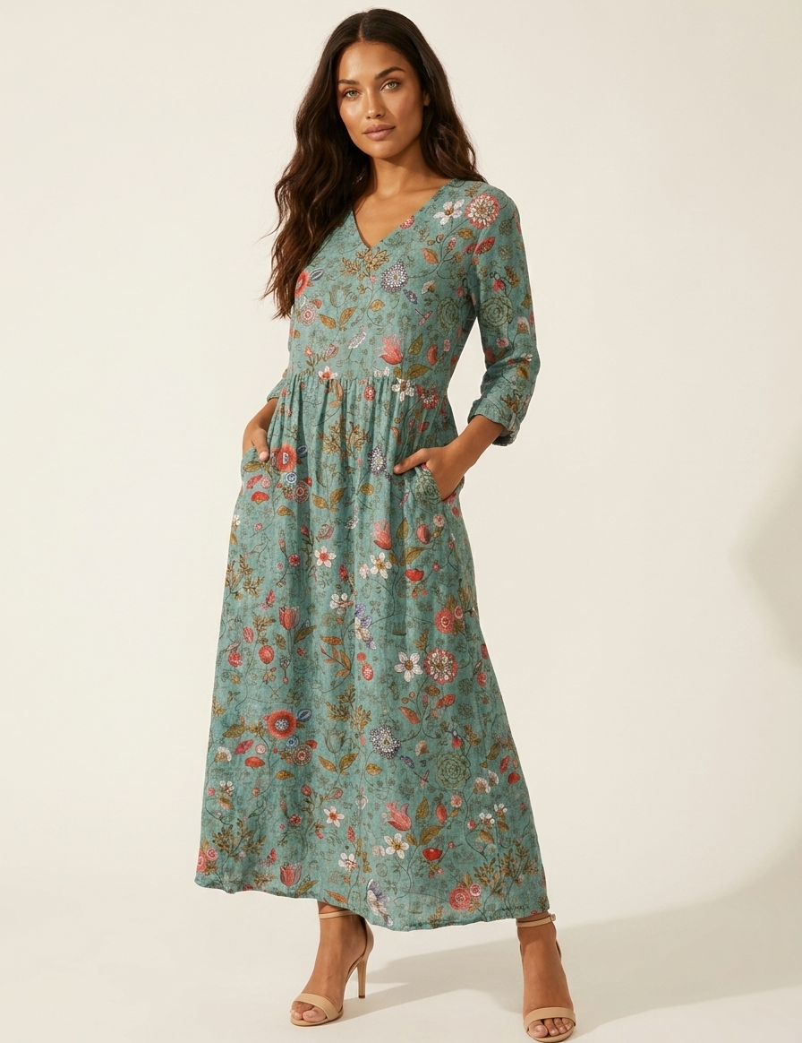 Floral V-Neck Maxi Dress - Rosalie