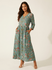 Floral V-Neck Maxi Dress - Rosalie