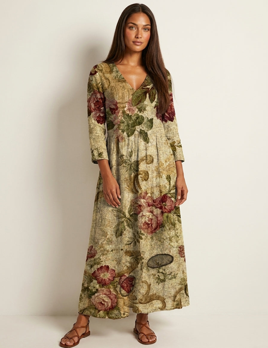 Floral V-Neck Maxi Dress - Rosalie