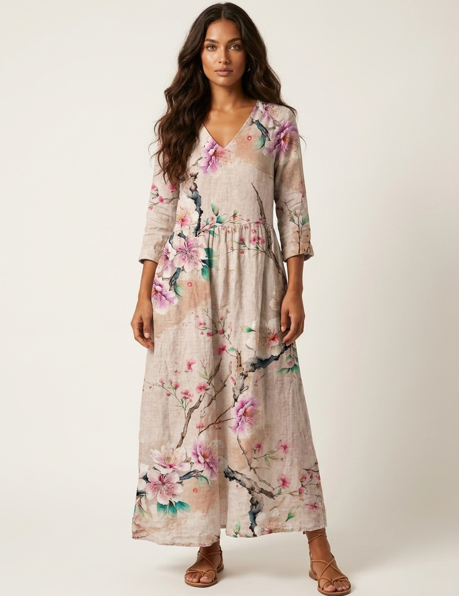 Floral V-Neck Maxi Dress - Rosalie
