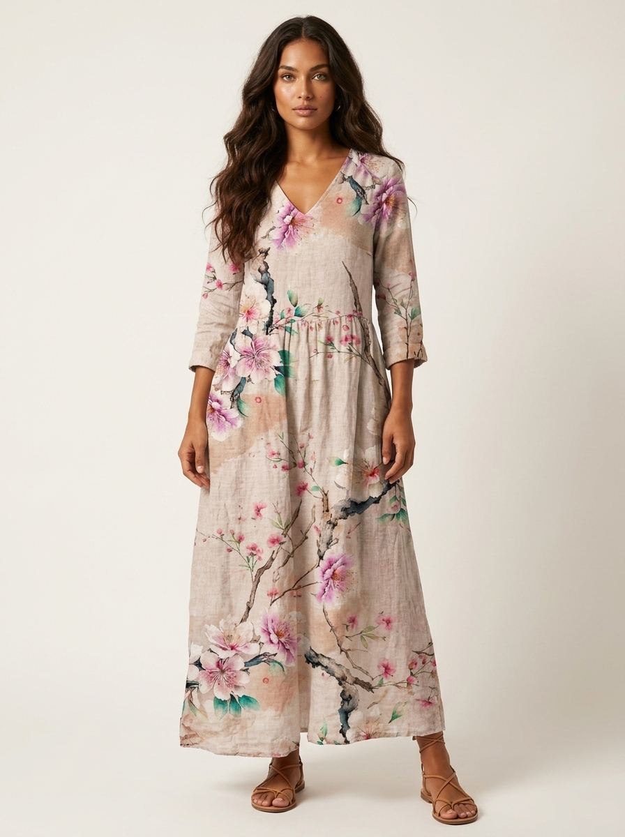 Floral V-Neck Maxi Dress - Rosalie