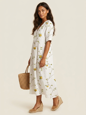Floral V-Neck Midi Dress - Emilia