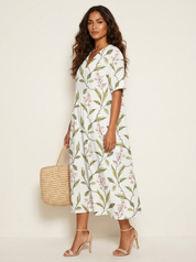 Floral V-Neck Midi Dress - Emilia