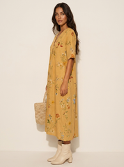 Floral V-Neck Midi Dress - Emilia