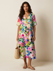 Floral V-Neck Midi Dress - Emilia