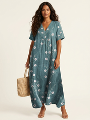 Floral V-Neck Midi Dress - Emilia