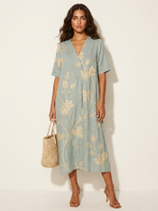Floral V-Neck Midi Dress - Emilia