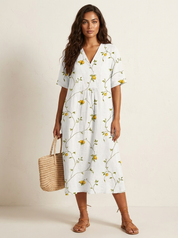 Floral V-Neck Midi Dress - Emilia