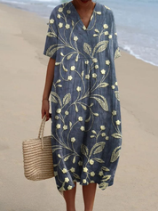Floral V-Neck Midi Dress - Emilia
