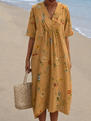 Floral V-Neck Midi Dress - Emilia