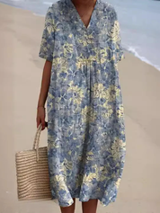 Floral V-Neck Midi Dress - Emilia