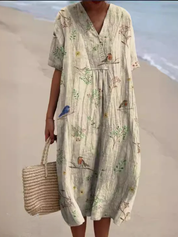 Floral V-Neck Midi Dress - Emilia