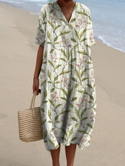 Floral V-Neck Midi Dress - Emilia