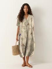 Floral V-Neck Midi Dress - Emilia
