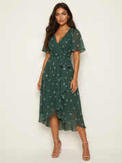 Floral Wrap Midi Dress - Elodie