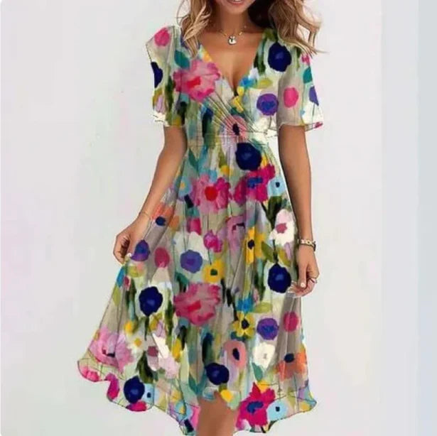 Floral Wrap Midi Dress - Elodie