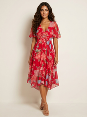 Floral Wrap Midi Dress - Elodie