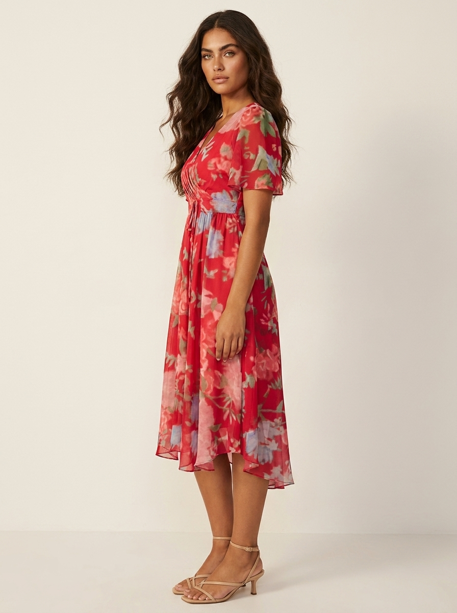 Floral Wrap Midi Dress - Elodie