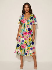 Floral Wrap Midi Dress - Elodie