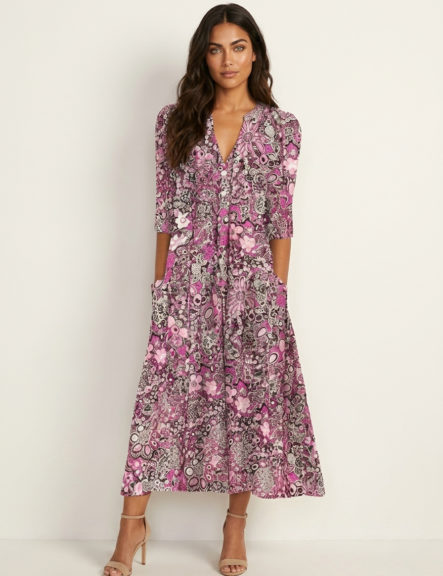Floral elegant midi dress - Evelina