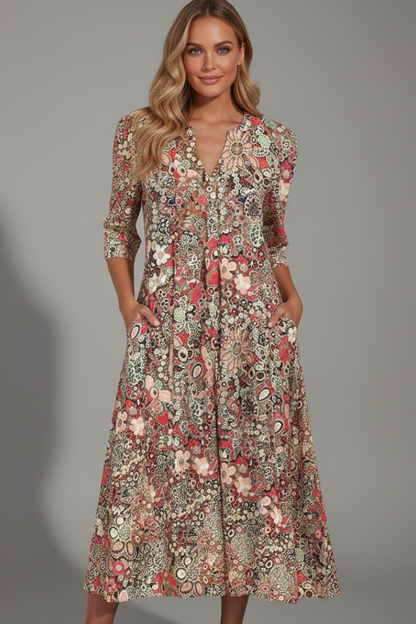 Floral elegant midi dress - Evelina