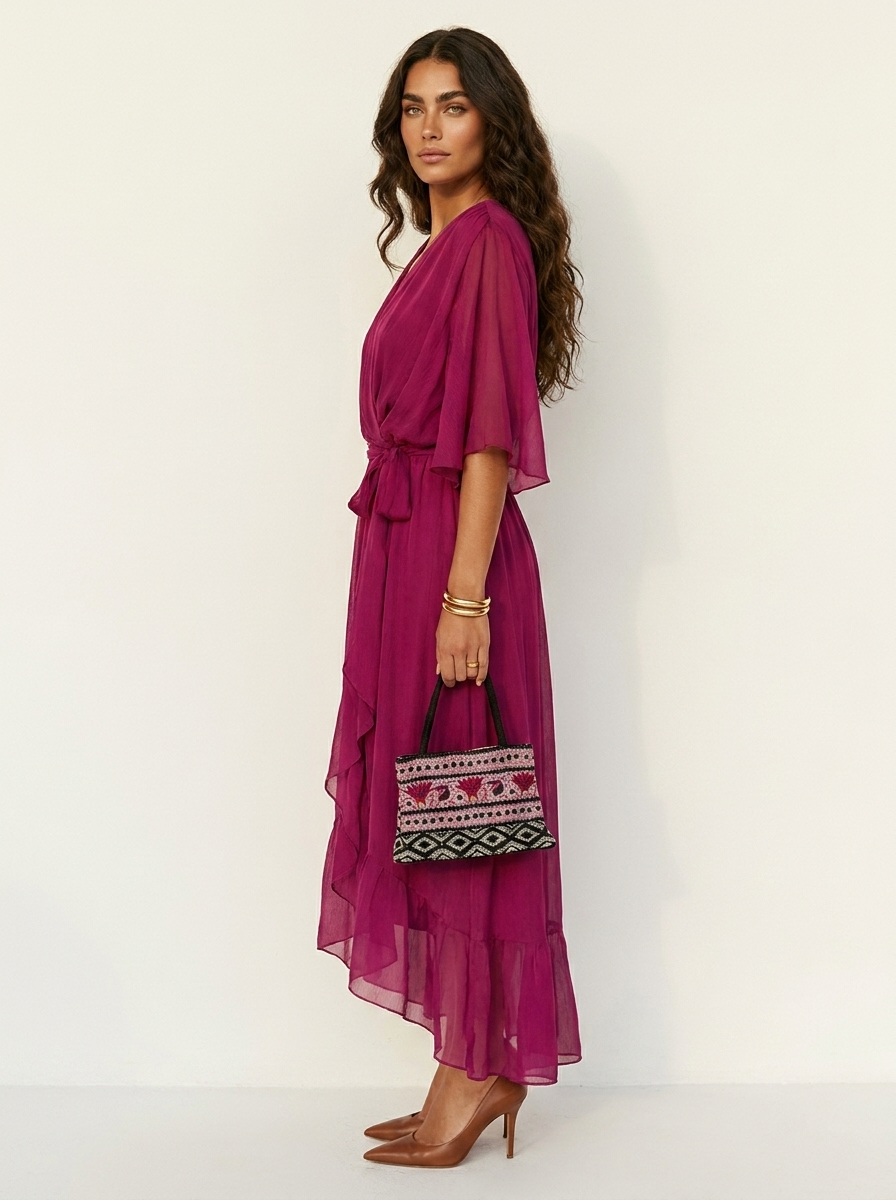 Flowing Wrap Maxi Dress - Elena