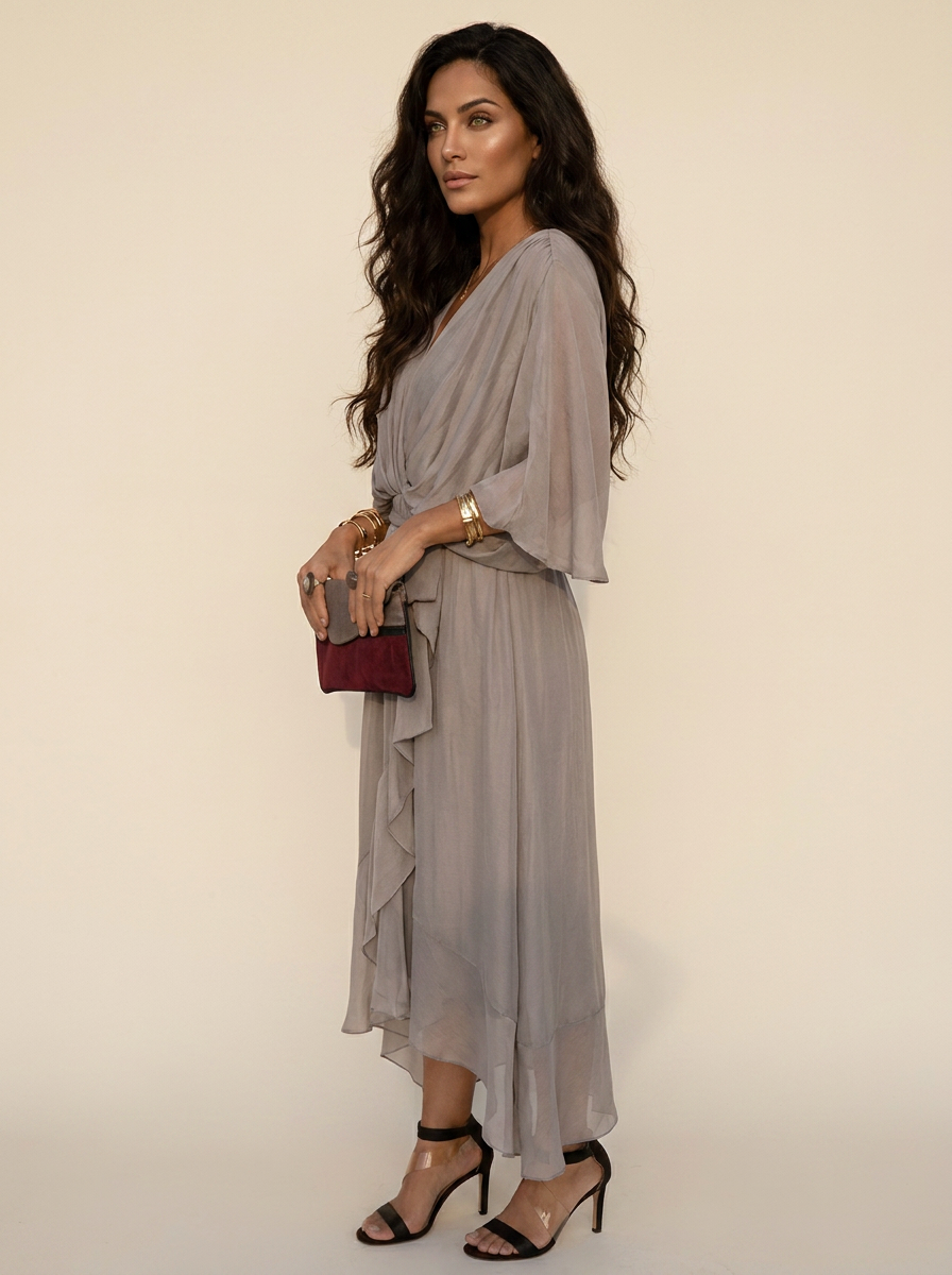 Flowing Wrap Maxi Dress - Elena