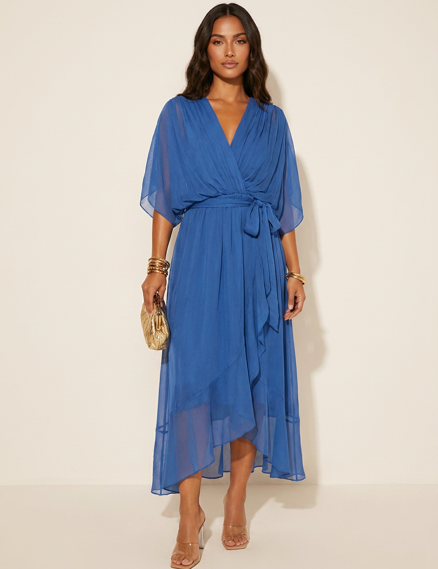 Flowing Wrap Maxi Dress - Elena