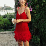Fringe Feather Party Dress - Isolde