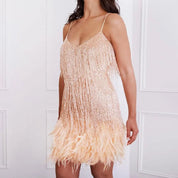 Fringe Feather Party Dress - Isolde