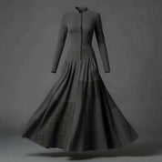 Fringilla | Vintage Plaid Suede Maxi Dress