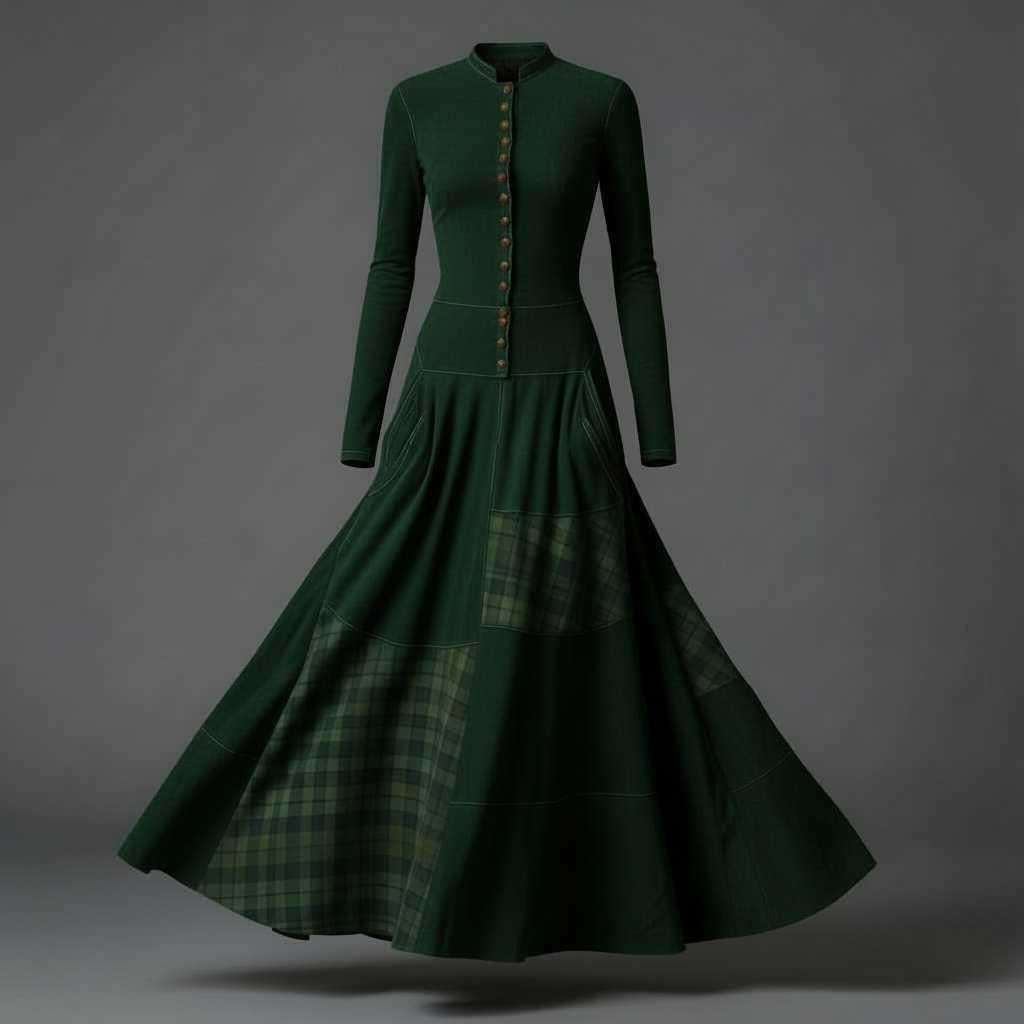 Fringilla | Vintage Plaid Suede Maxi Dress
