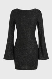Glitter Mini Dress with Flared Sleeves - Vivienne
