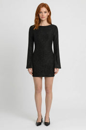 Glitter Mini Dress with Flared Sleeves - Vivienne
