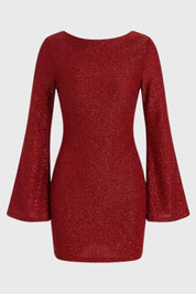 Glitter Mini Dress with Flared Sleeves - Vivienne
