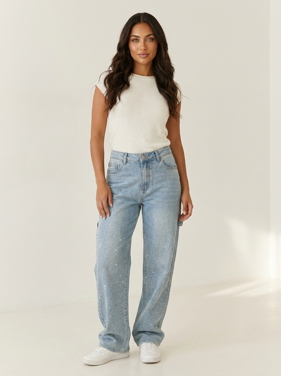 Glitter cargo jeans with a wide-leg fit - Nova