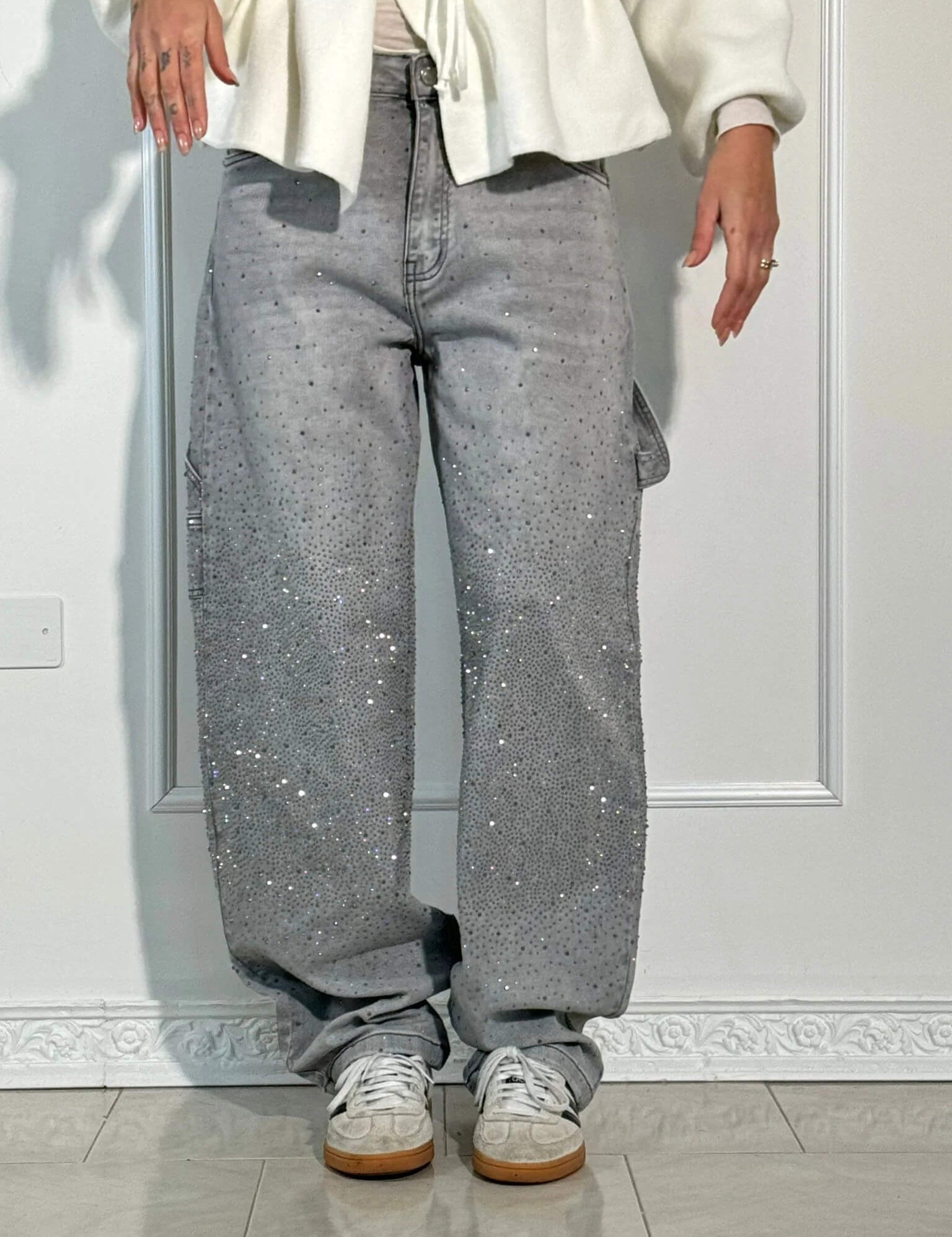 Glitter cargo jeans with a wide-leg fit - Nova
