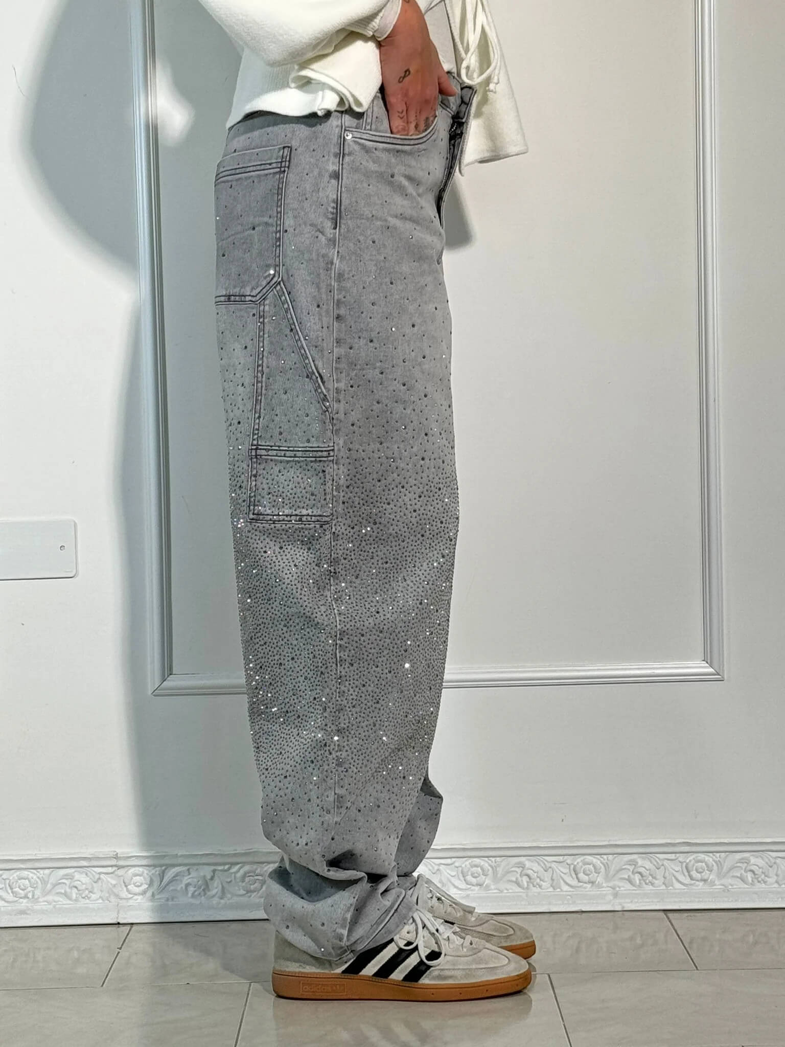 Glitter cargo jeans with a wide-leg fit - Nova