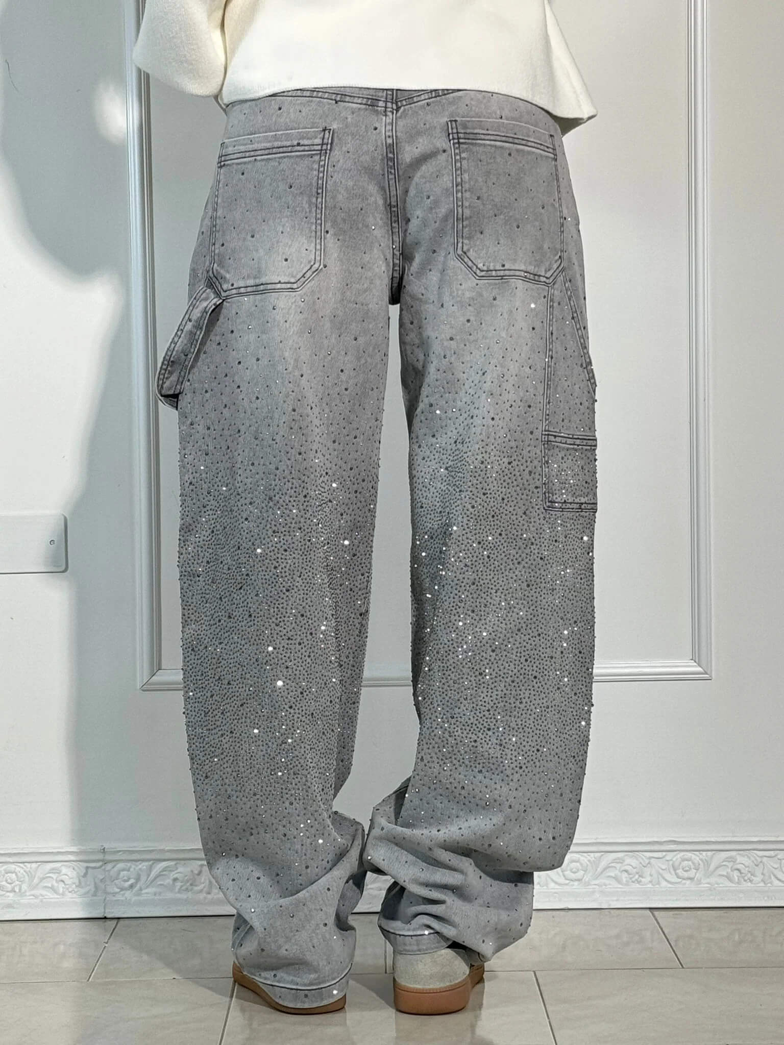 Glitter cargo jeans with a wide-leg fit - Nova