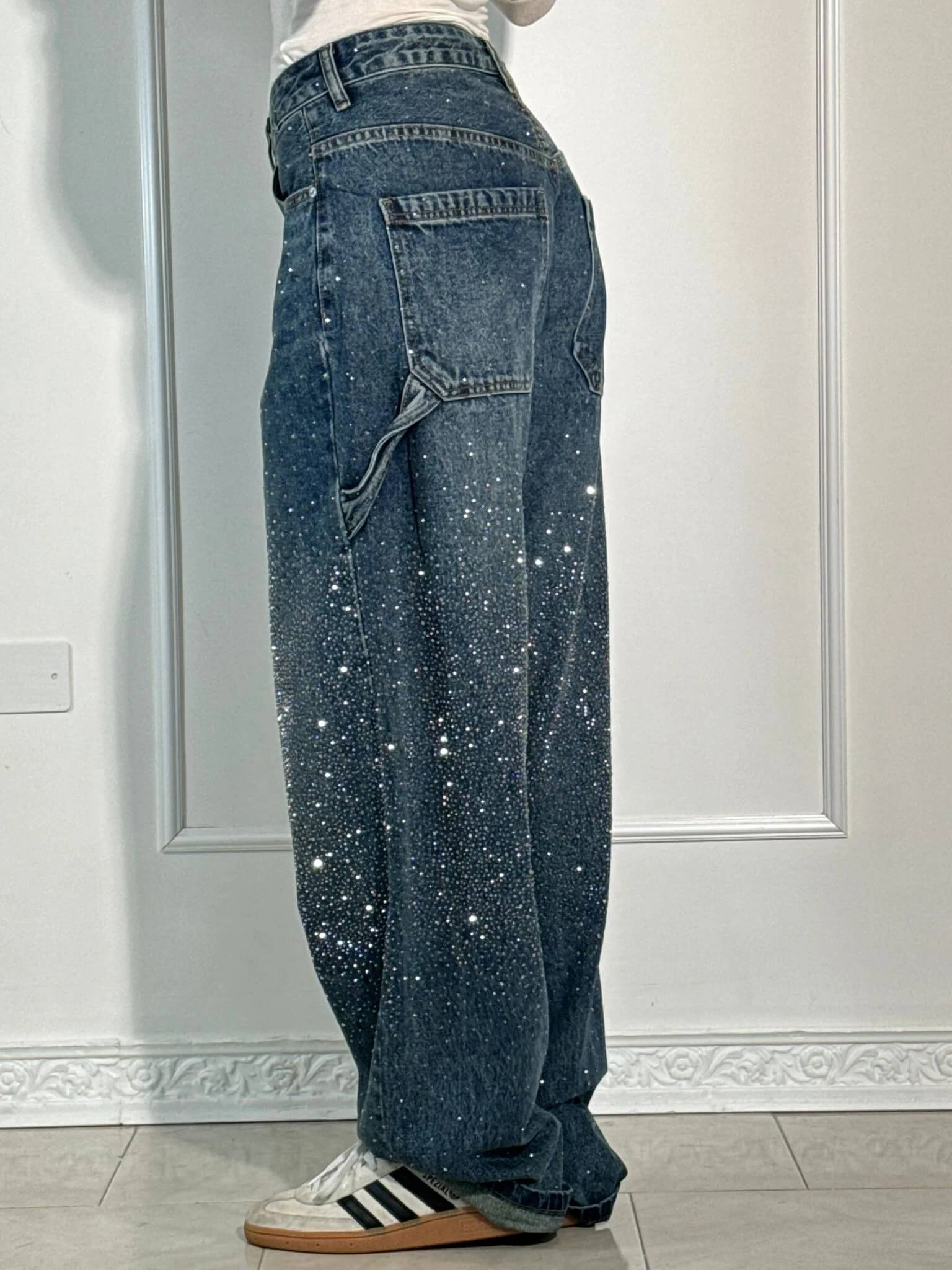 Glitter cargo jeans with a wide-leg fit - Nova