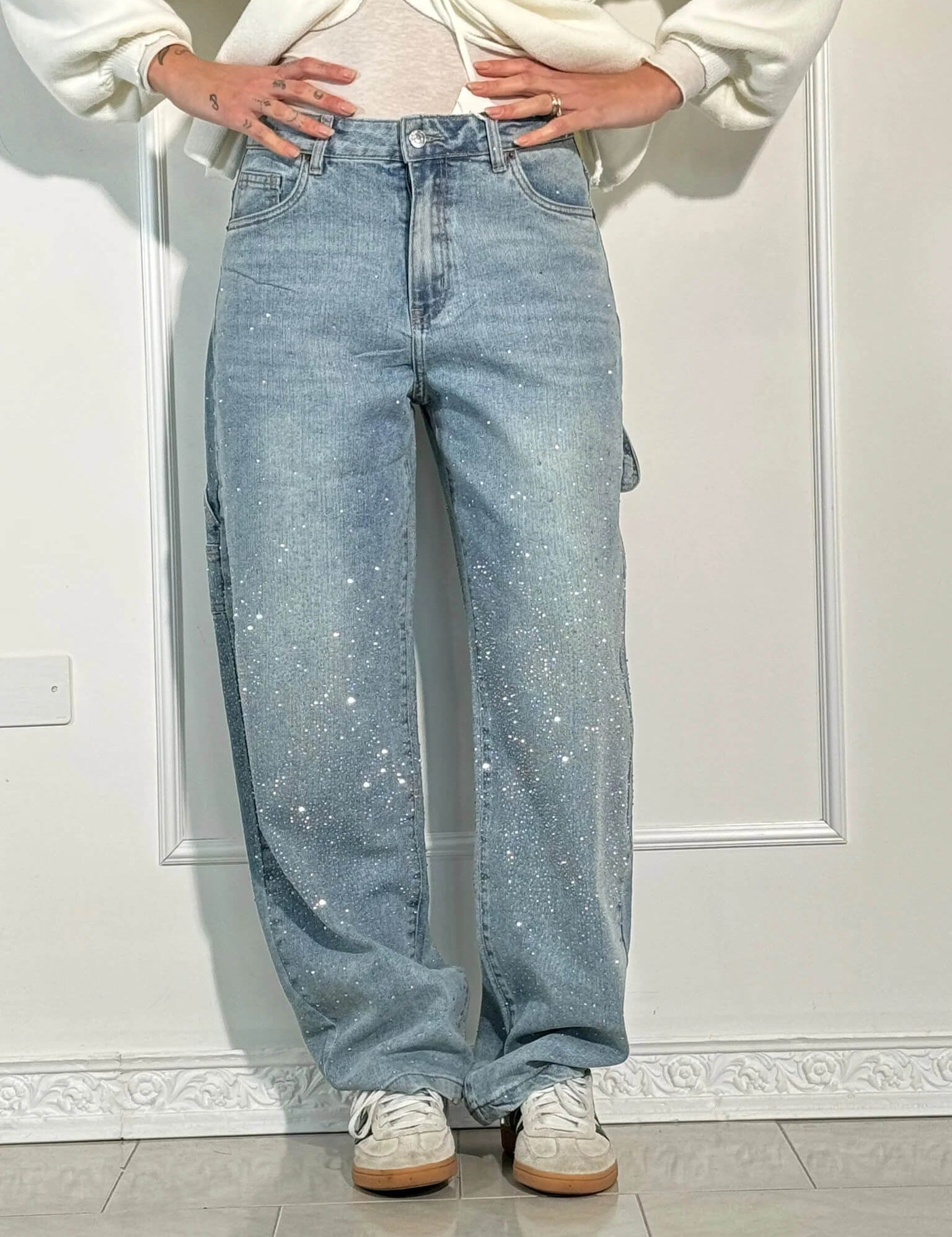 Glitter cargo jeans with a wide-leg fit - Nova