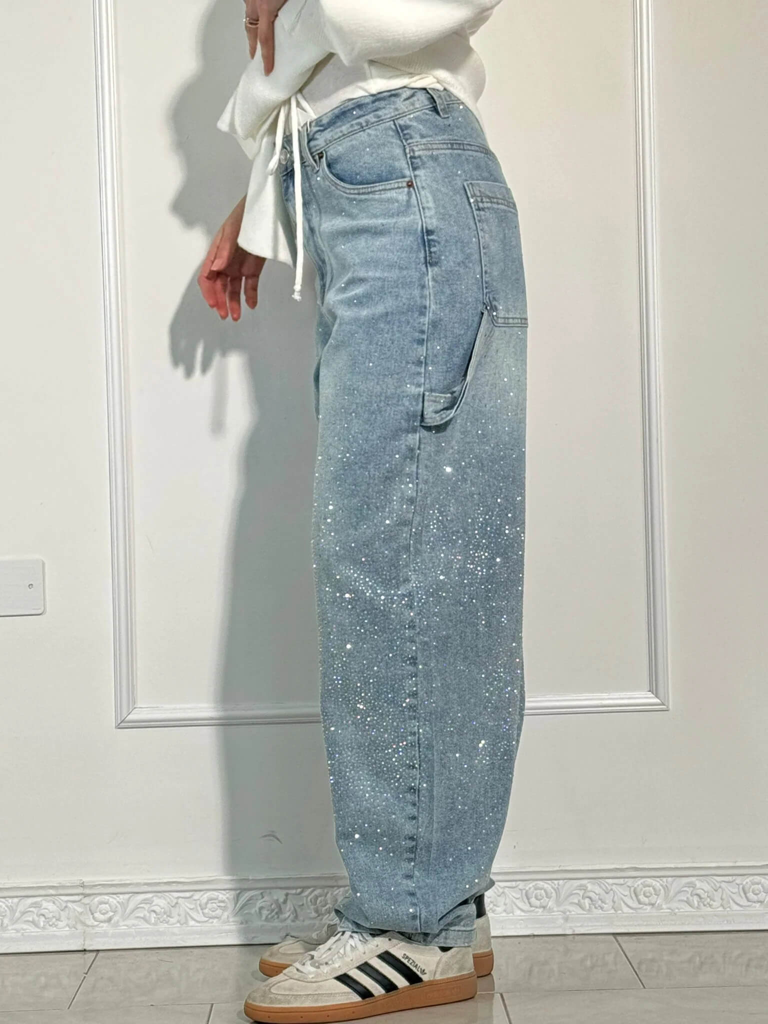 Glitter cargo jeans with a wide-leg fit - Nova