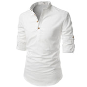 Grandad Collar Linen Shirt - Matteo
