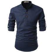 Grandad Collar Linen Shirt - Matteo