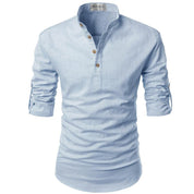 Grandad Collar Linen Shirt - Matteo