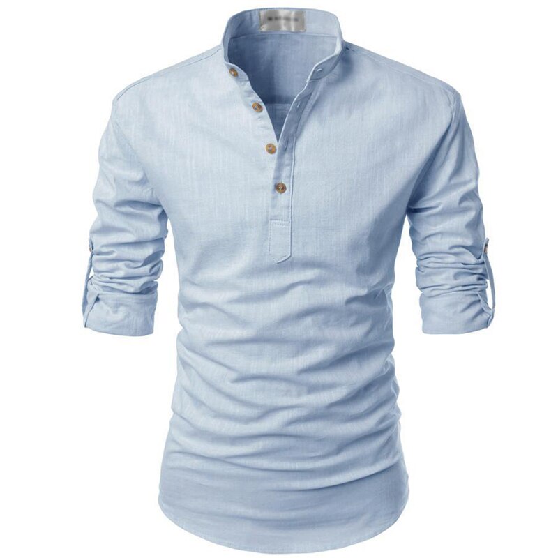 Grandad Collar Linen Shirt - Matteo