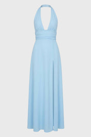 Halter Maxi Dress with Deep V-Neck - Alessia